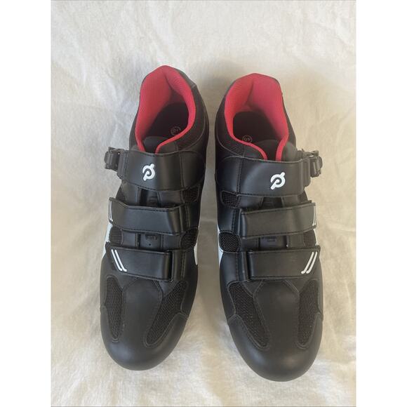 Peloton Spin Cycle Shoes J-20 PL-SH-02 Sz 46 M 12-12.5 US Black Red With Cleats - Picture 5 of 6